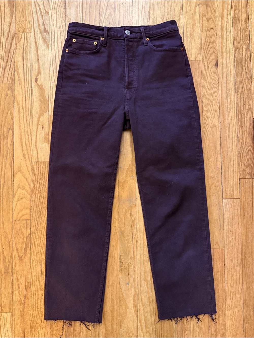 Re/Done sz 27 High-Rise Straight Leg Jeans in Dark Plum like new cond